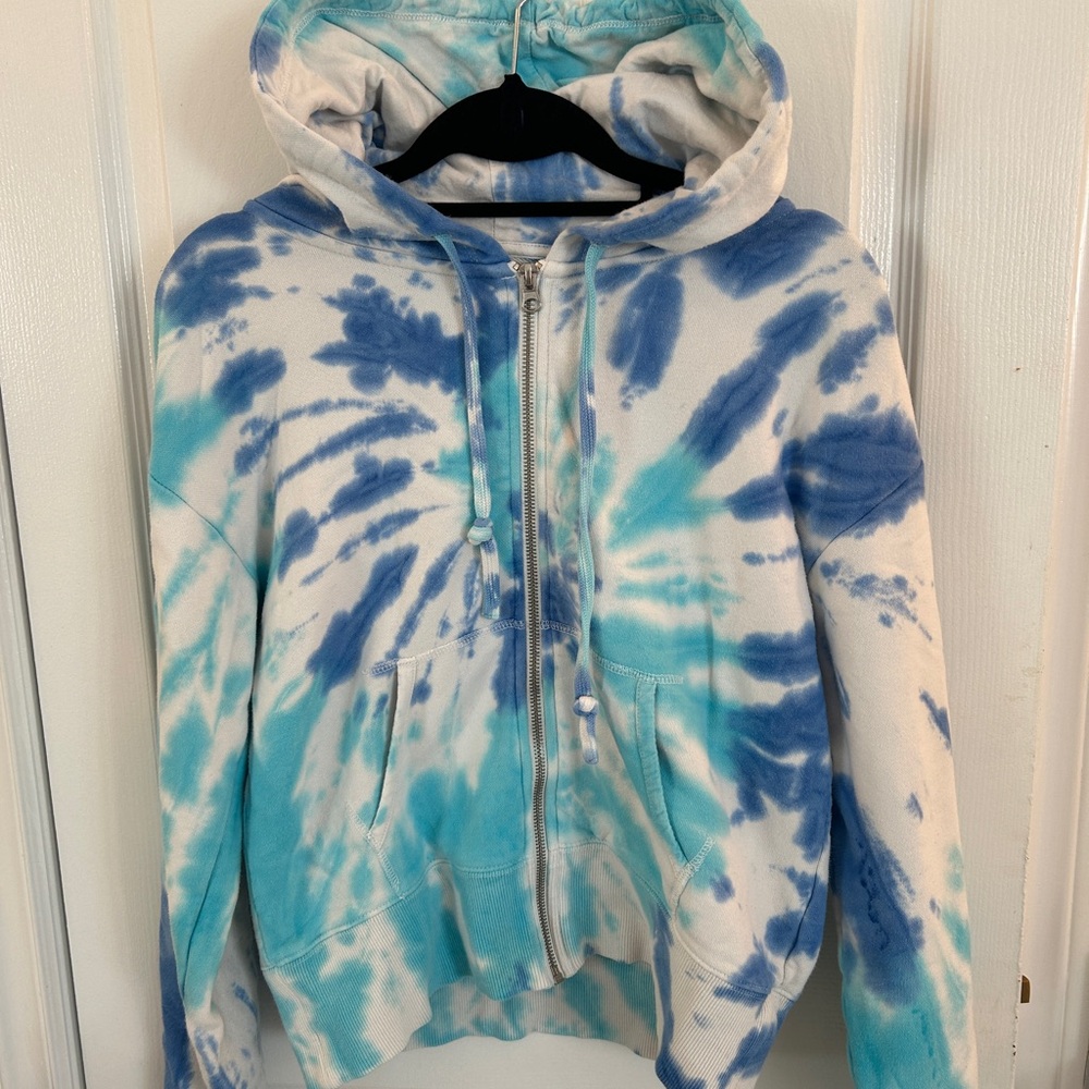 Blue and White Tie-Dye Hoodie